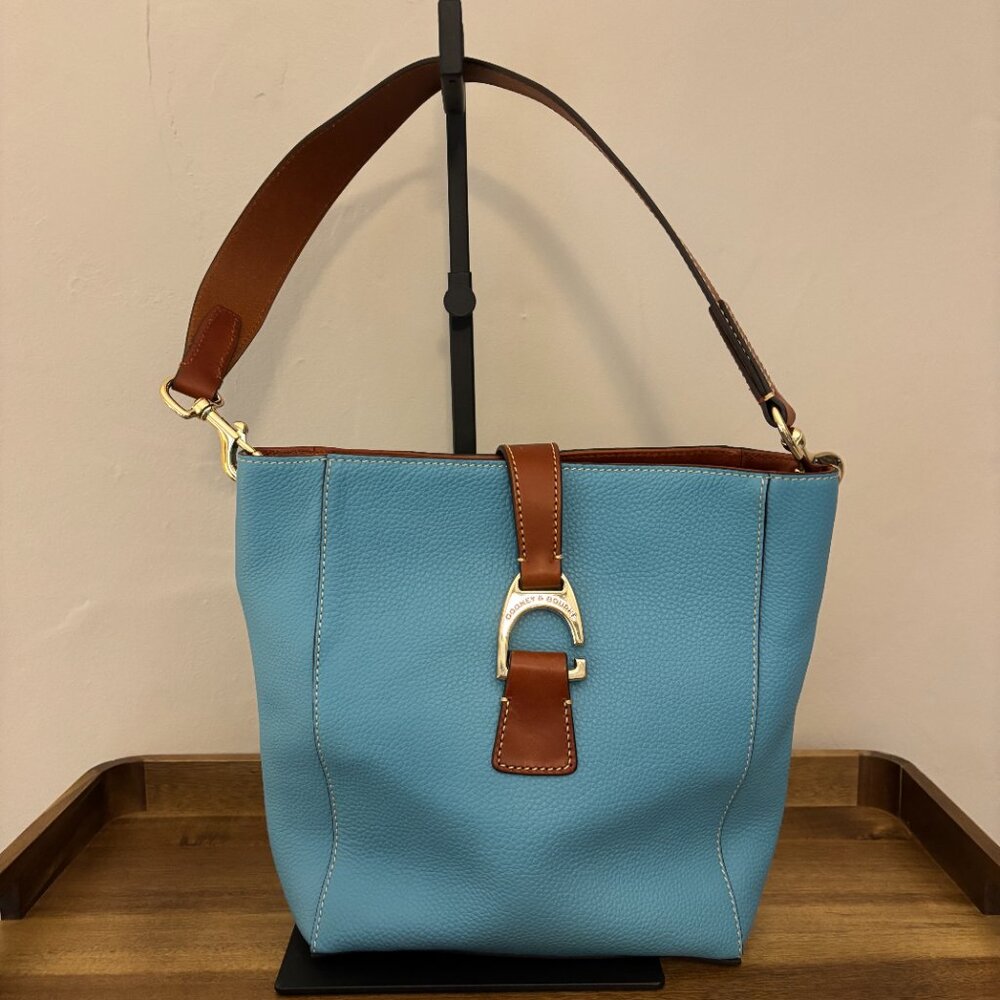 Dooney & Bourke Emerson Brynn Aqua Blue Pebbled Leather Shoulder Bag - Picture 4 of 9